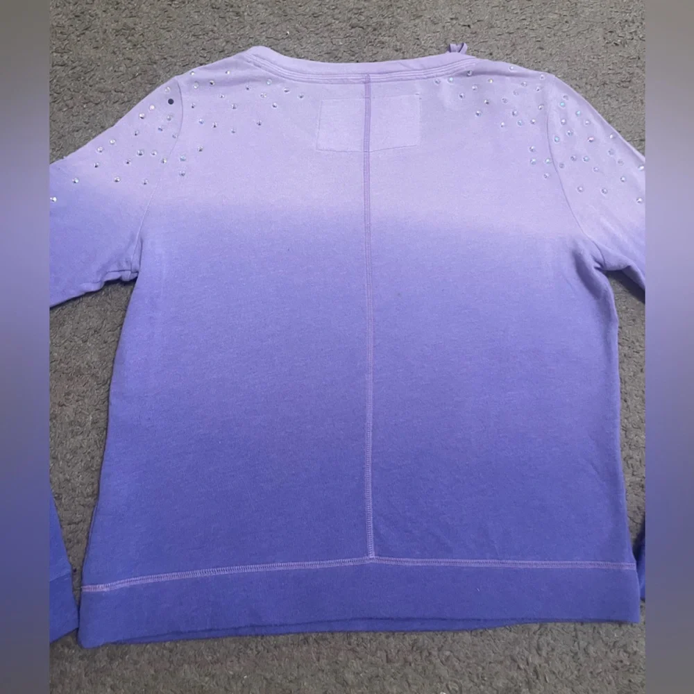PINK Victoria’s Secret Long Sleeve Crew Neck Shirt Ombre with Rhinestones - Picture 9 of 15